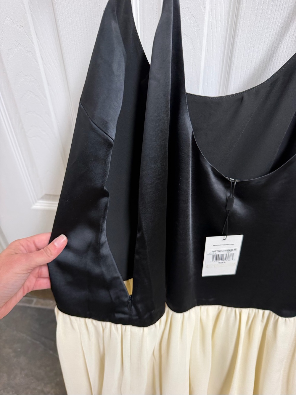 SOLID & STRIPED Talulah Black and Cream Spaghetti Strap Maxi Dress - Picture 5 of 7